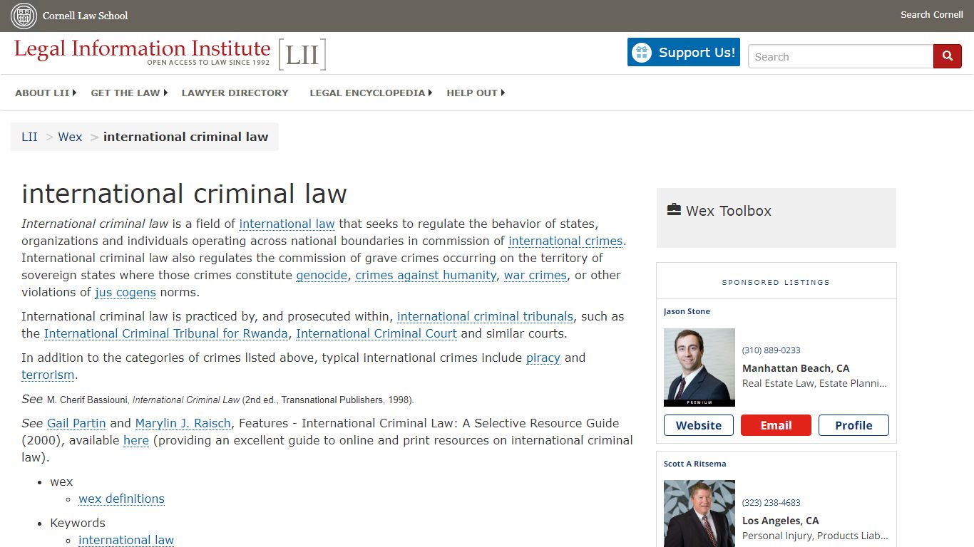 international criminal law | Wex | US Law | LII / Legal Information ...